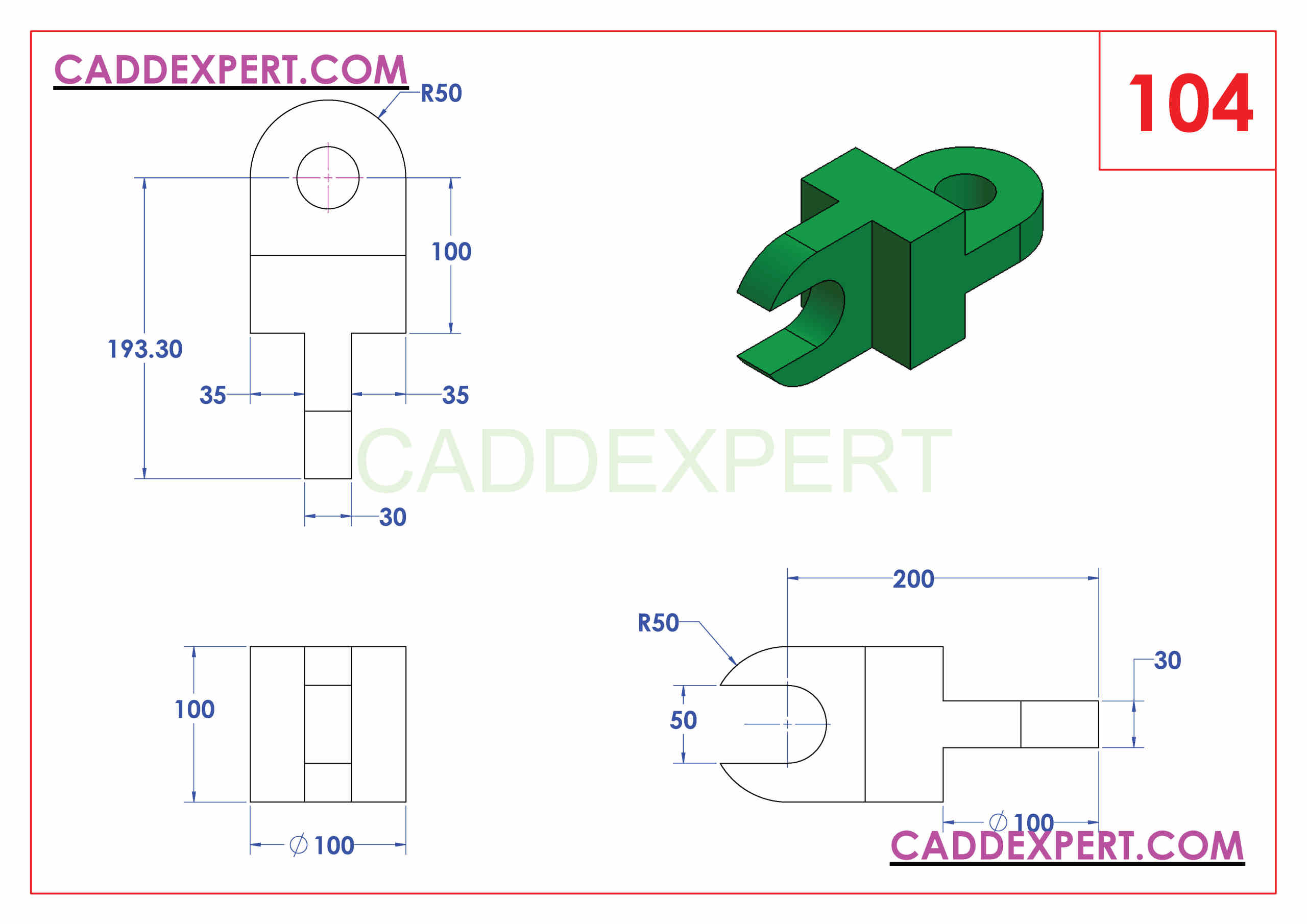 SOLIDWORKS CATIA NX AUTOCAD 3D DRAWINGS PRACTICE BOOKS 100 PDF -104