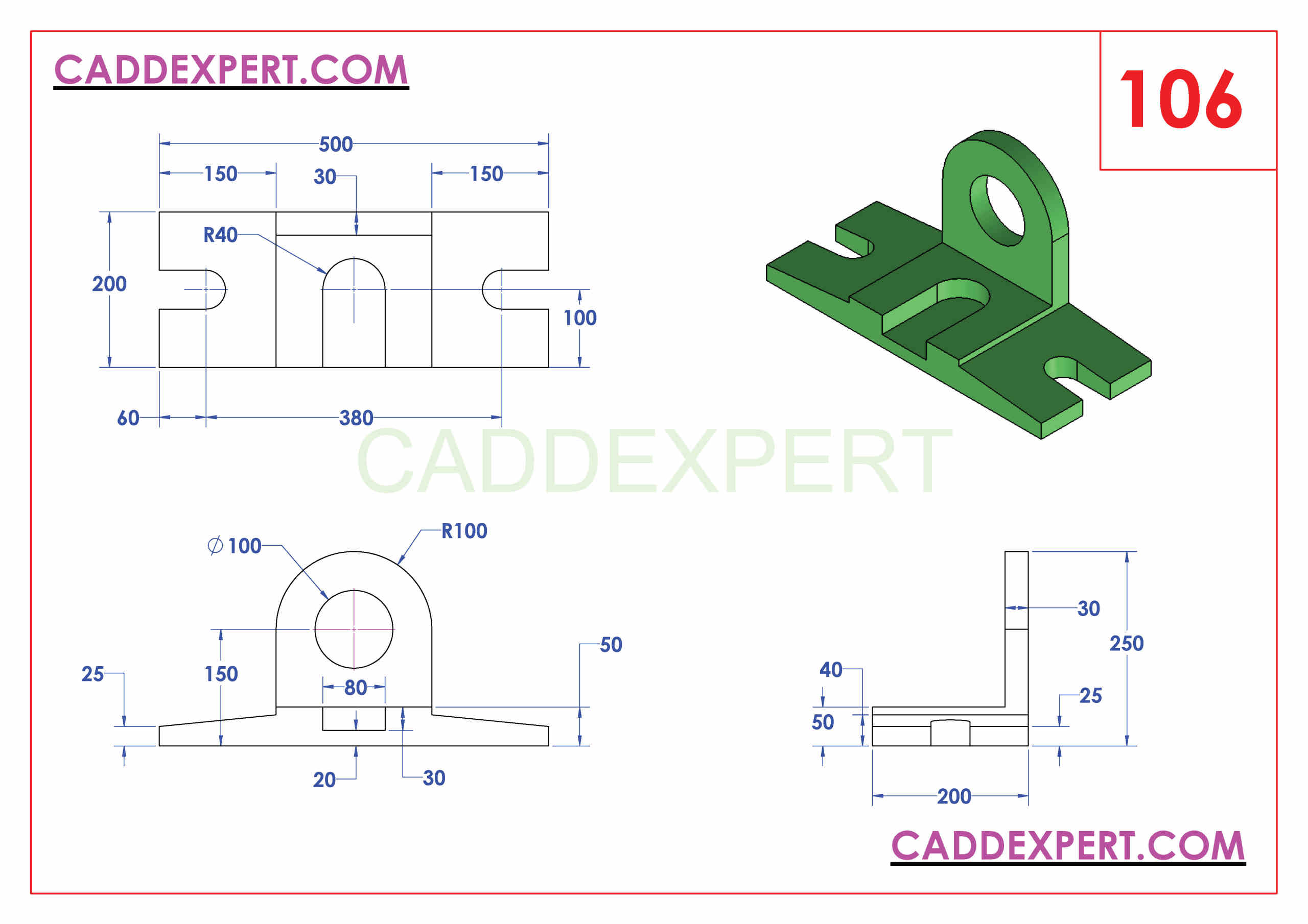 SOLIDWORKS CATIA NX AUTOCAD 3D DRAWINGS PRACTICE BOOKS 100 PDF -106