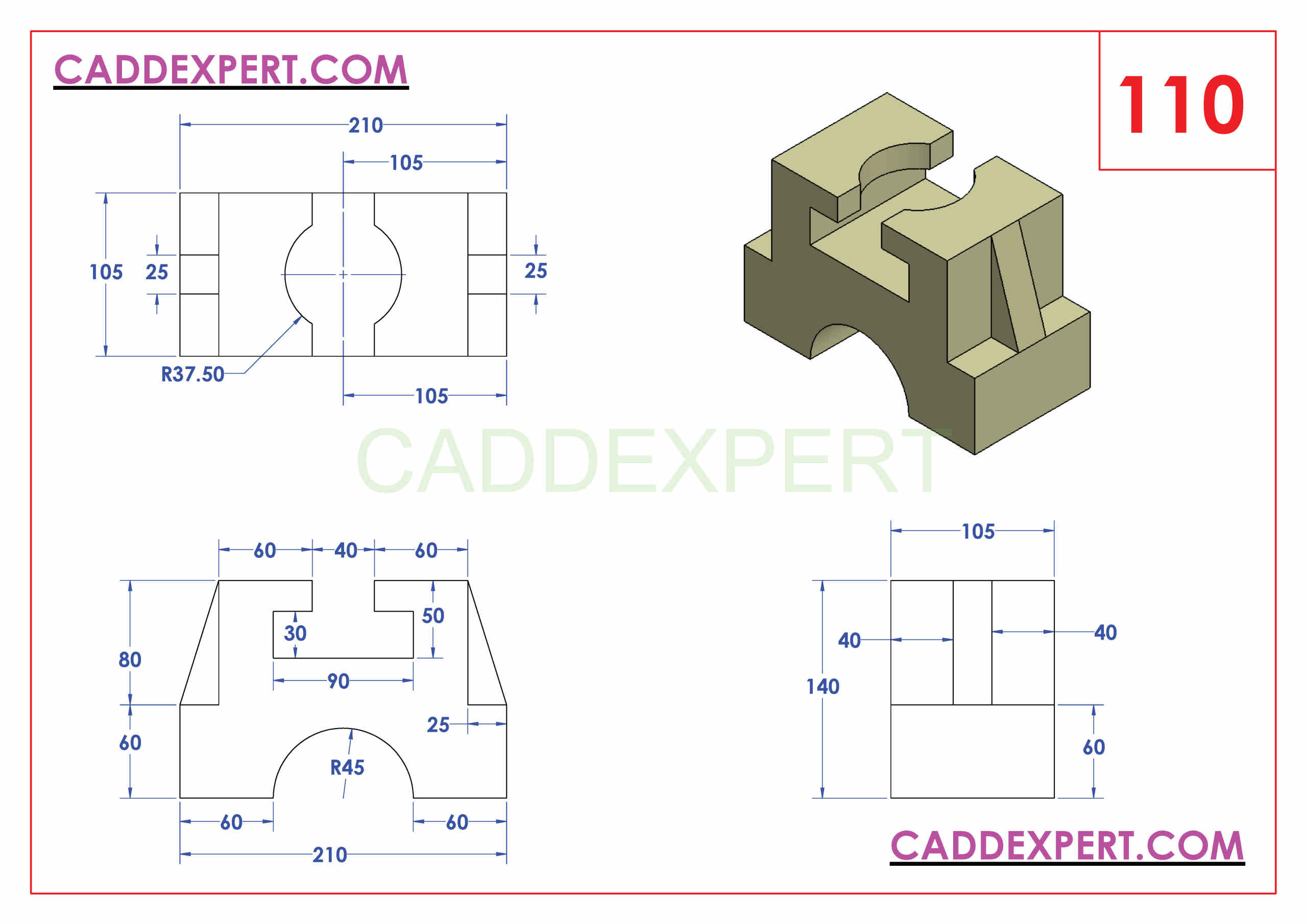SOLIDWORKS CATIA NX AUTOCAD 3D DRAWINGS PRACTICE BOOKS 100 PDF -110