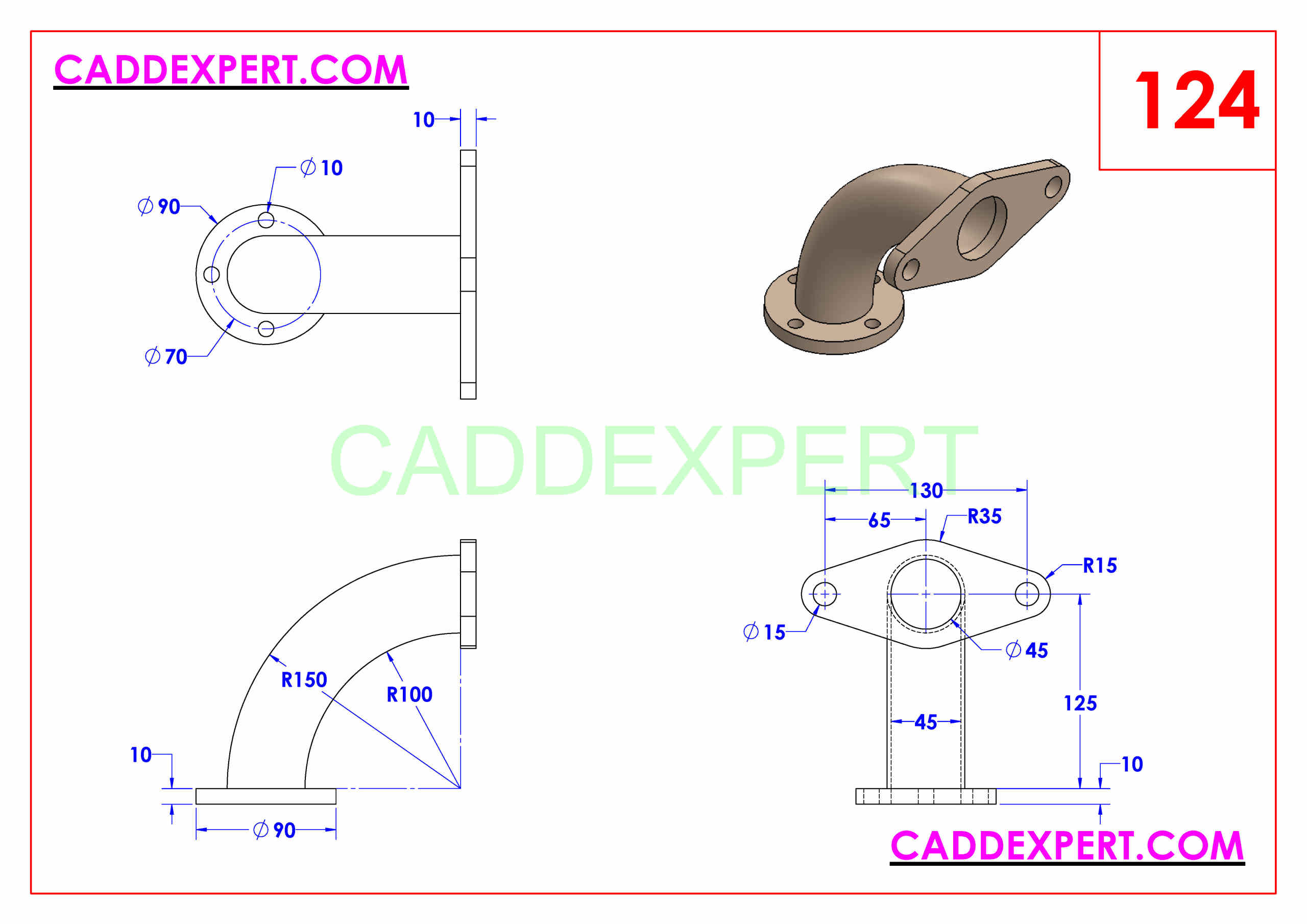 SOLIDWORKS CATIA NX AUTOCAD 3D DRAWINGS PRACTICE BOOKS 100 PDF -124