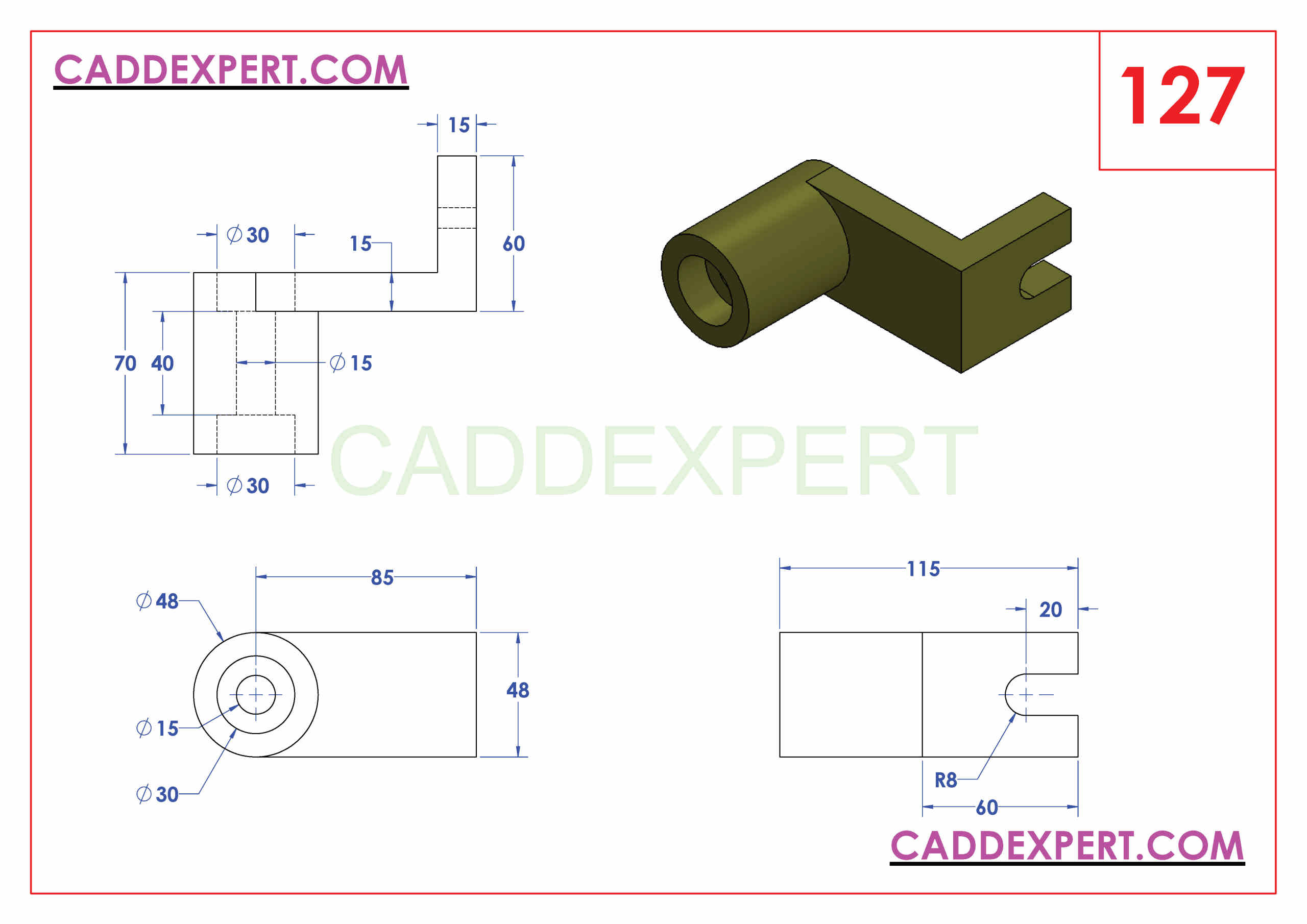 SOLIDWORKS CATIA NX AUTOCAD 3D DRAWINGS PRACTICE BOOKS 100 PDF -127