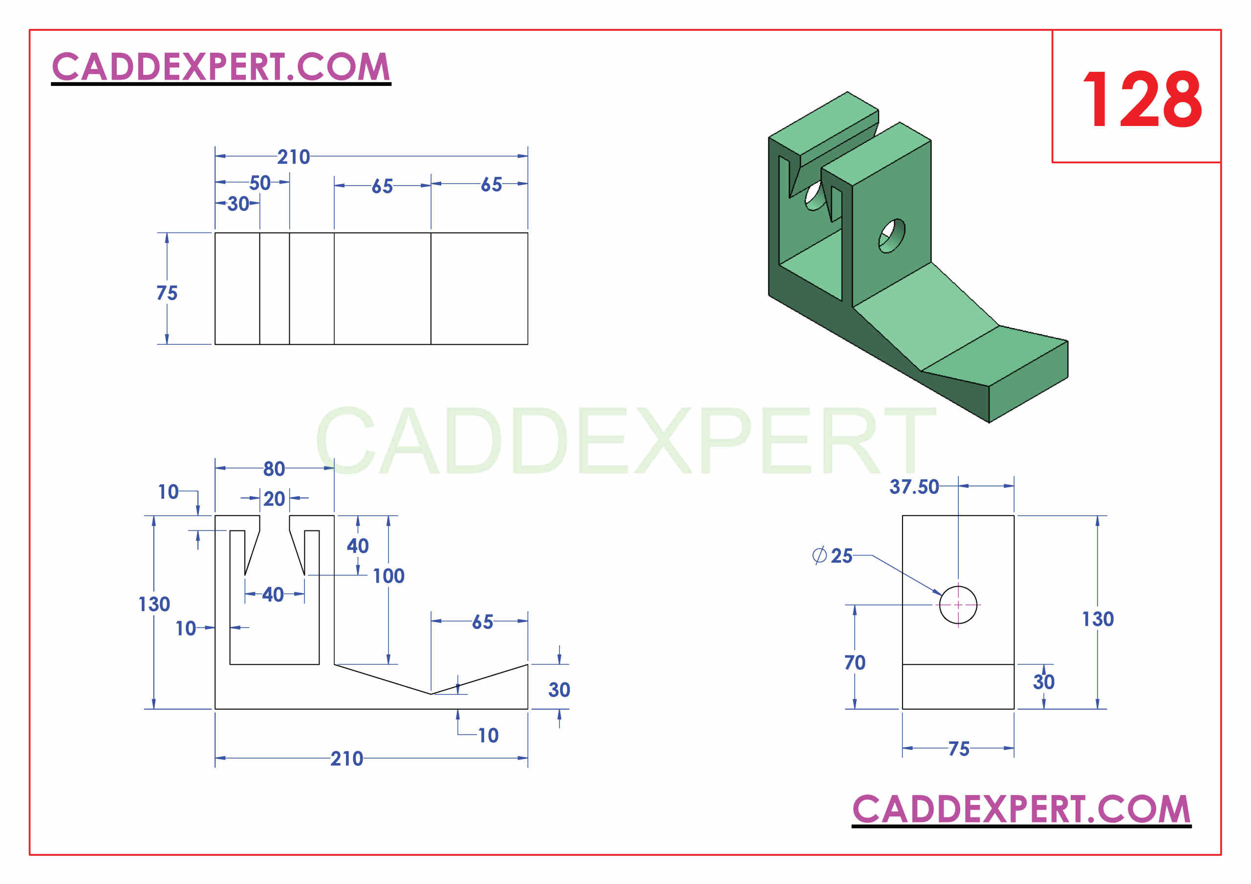 SOLIDWORKS CATIA NX AUTOCAD 3D DRAWINGS PRACTICE BOOKS 100 PDF -128