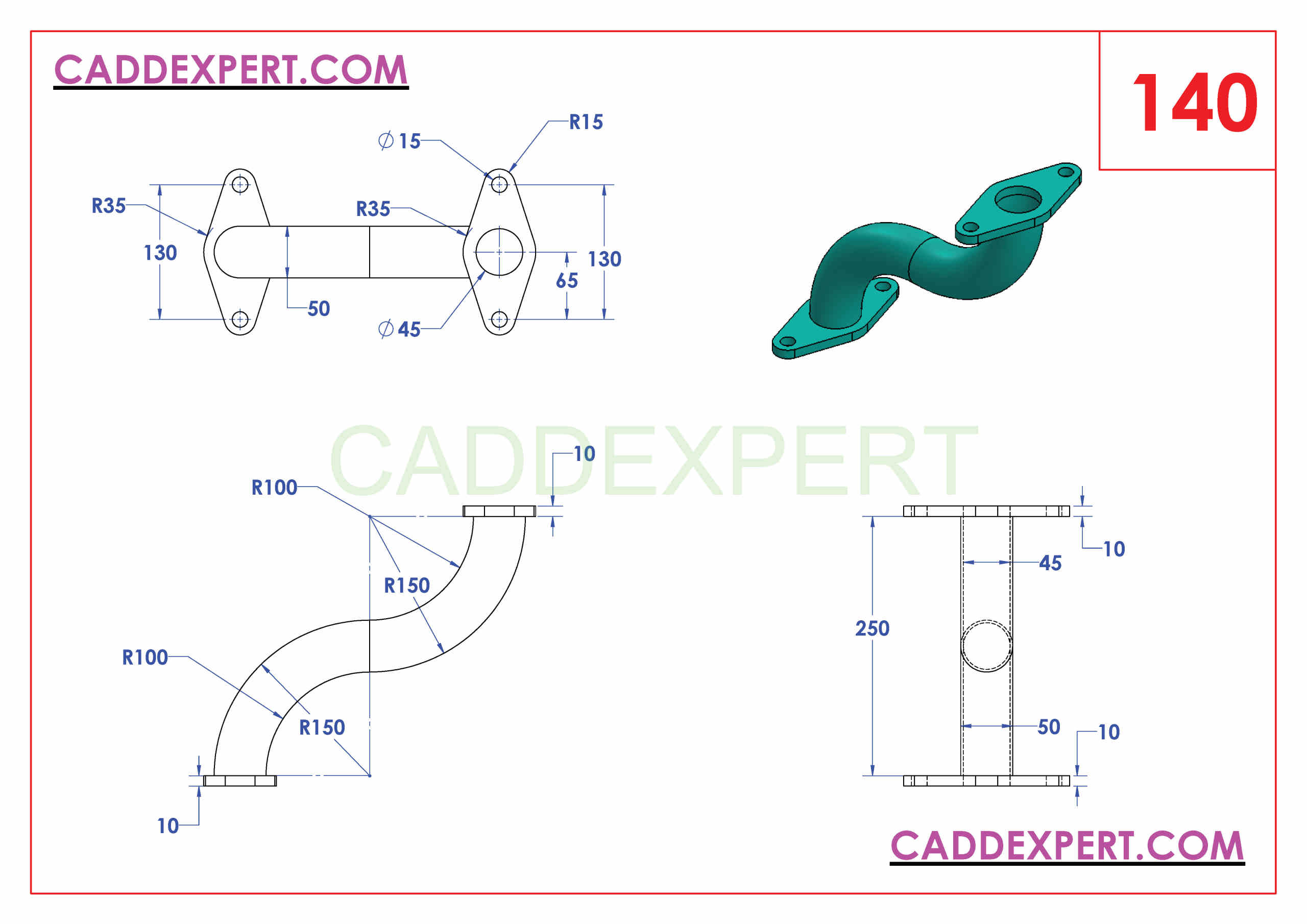 SOLIDWORKS CATIA NX AUTOCAD 3D DRAWINGS PRACTICE BOOKS 100 PDF -140