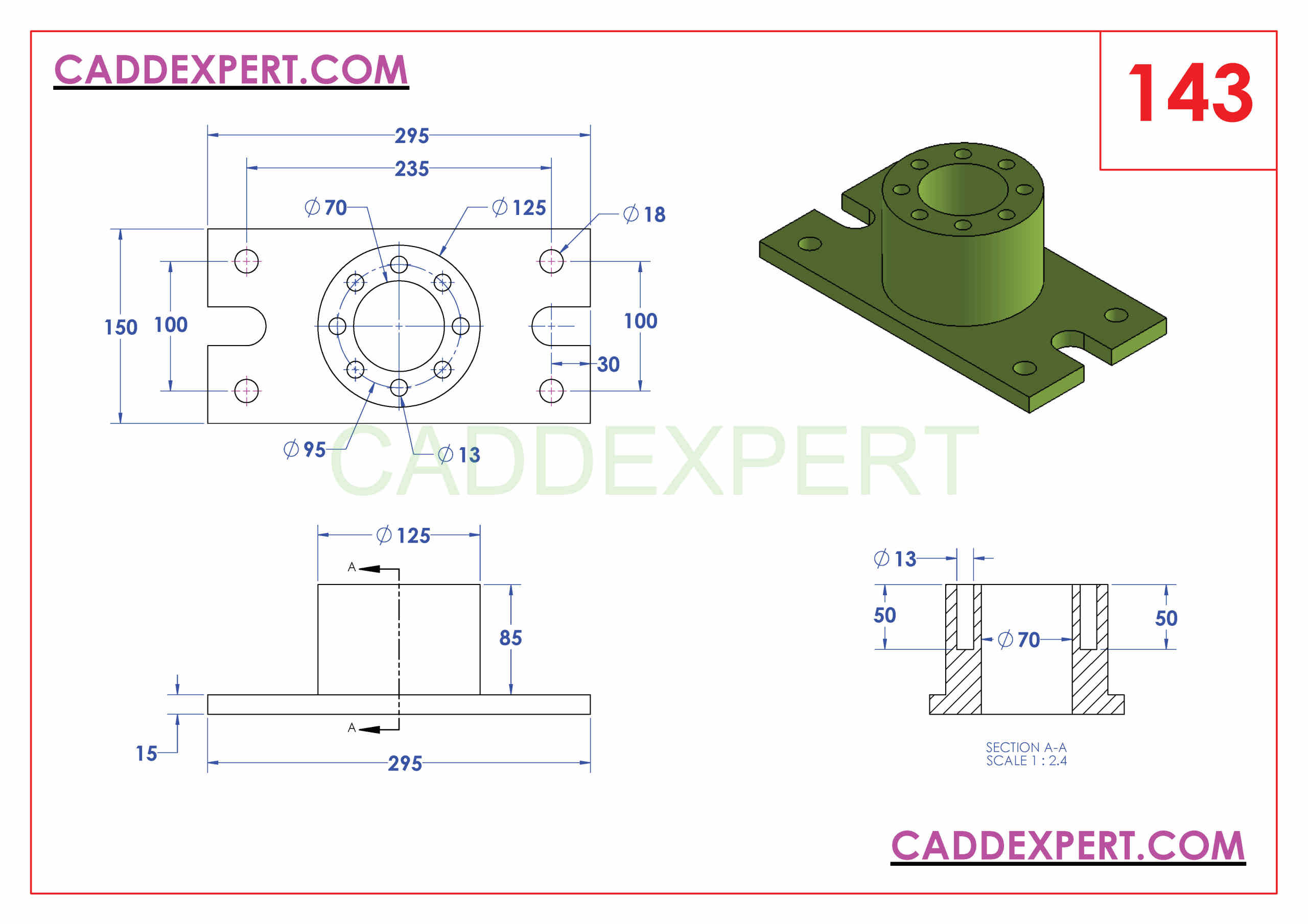 SOLIDWORKS CATIA NX AUTOCAD 3D DRAWINGS PRACTICE BOOKS 100 PDF -143