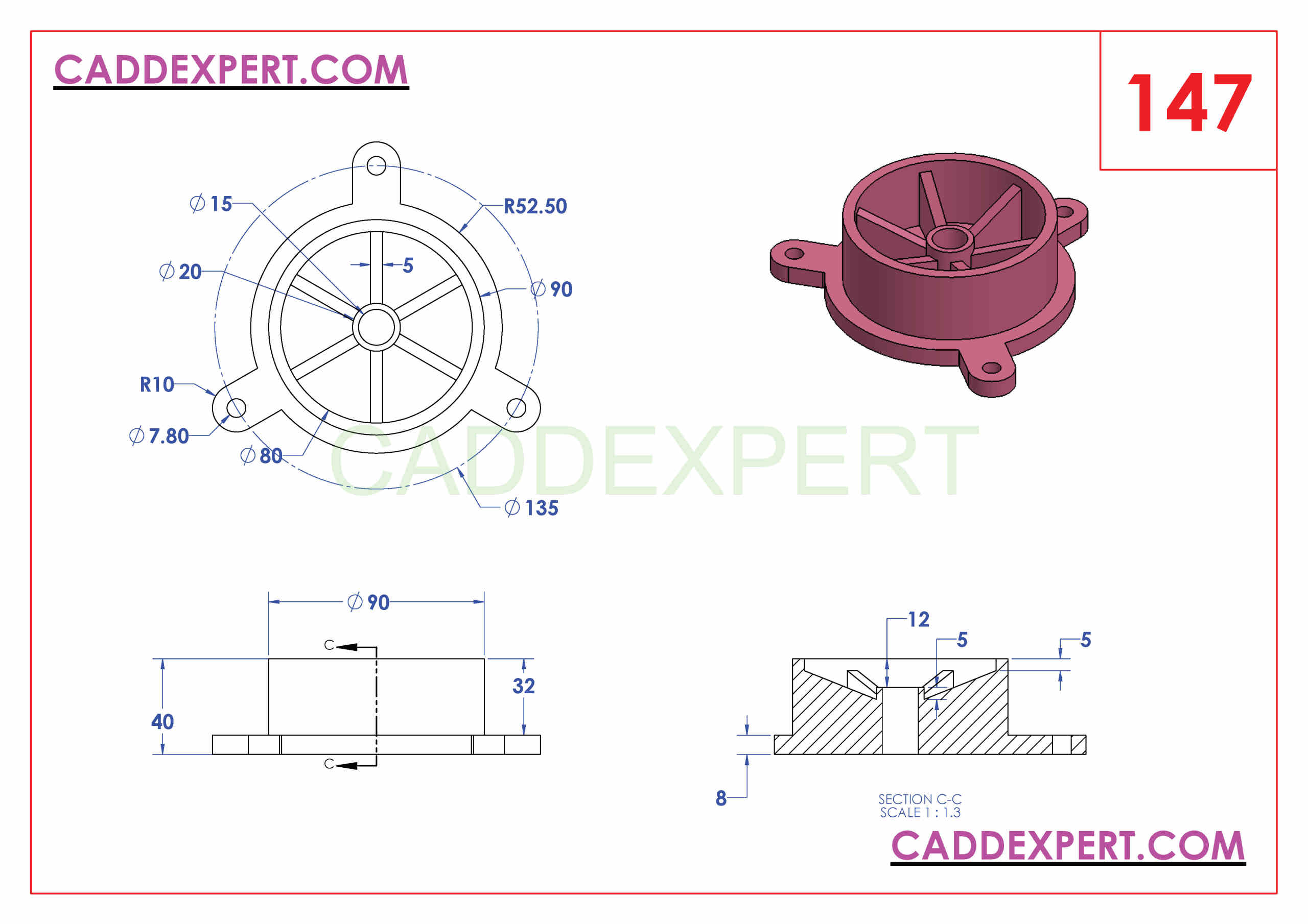SOLIDWORKS CATIA NX AUTOCAD 3D DRAWINGS PRACTICE BOOKS 100 PDF -147