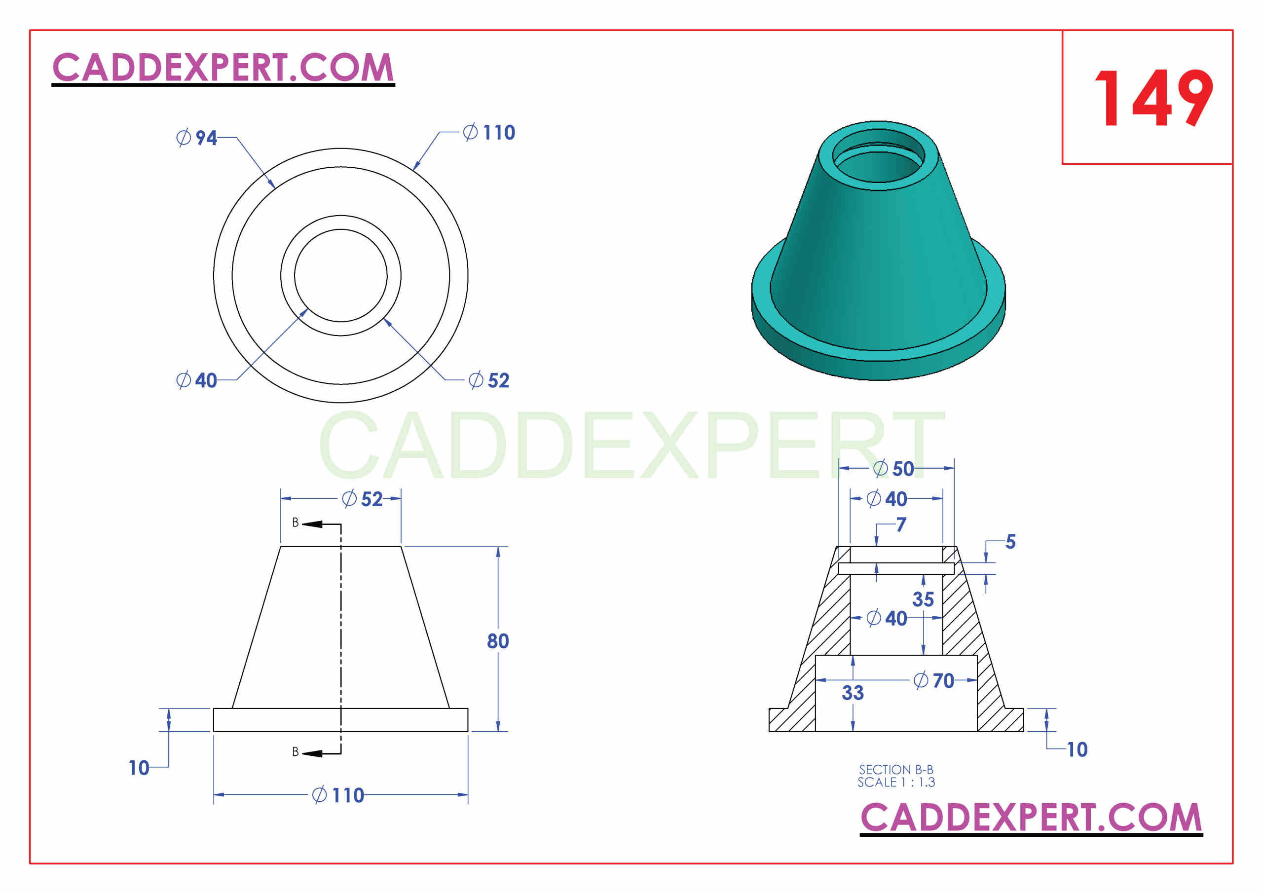SOLIDWORKS CATIA NX AUTOCAD 3D DRAWINGS PRACTICE BOOKS 100 PDF -149