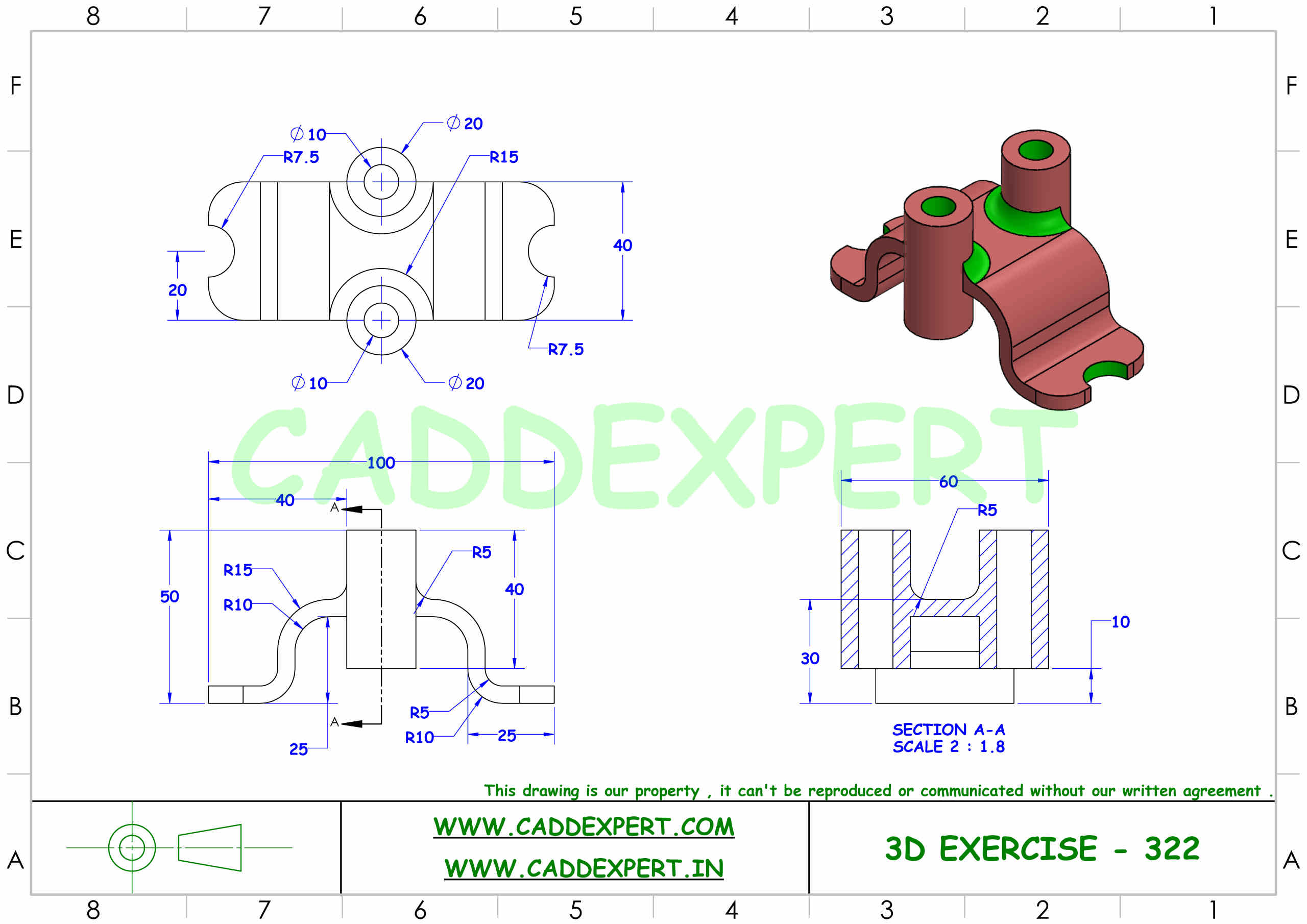 SOLIDWORKS 3D DRAWING WITH DIMENSIONS - 2
