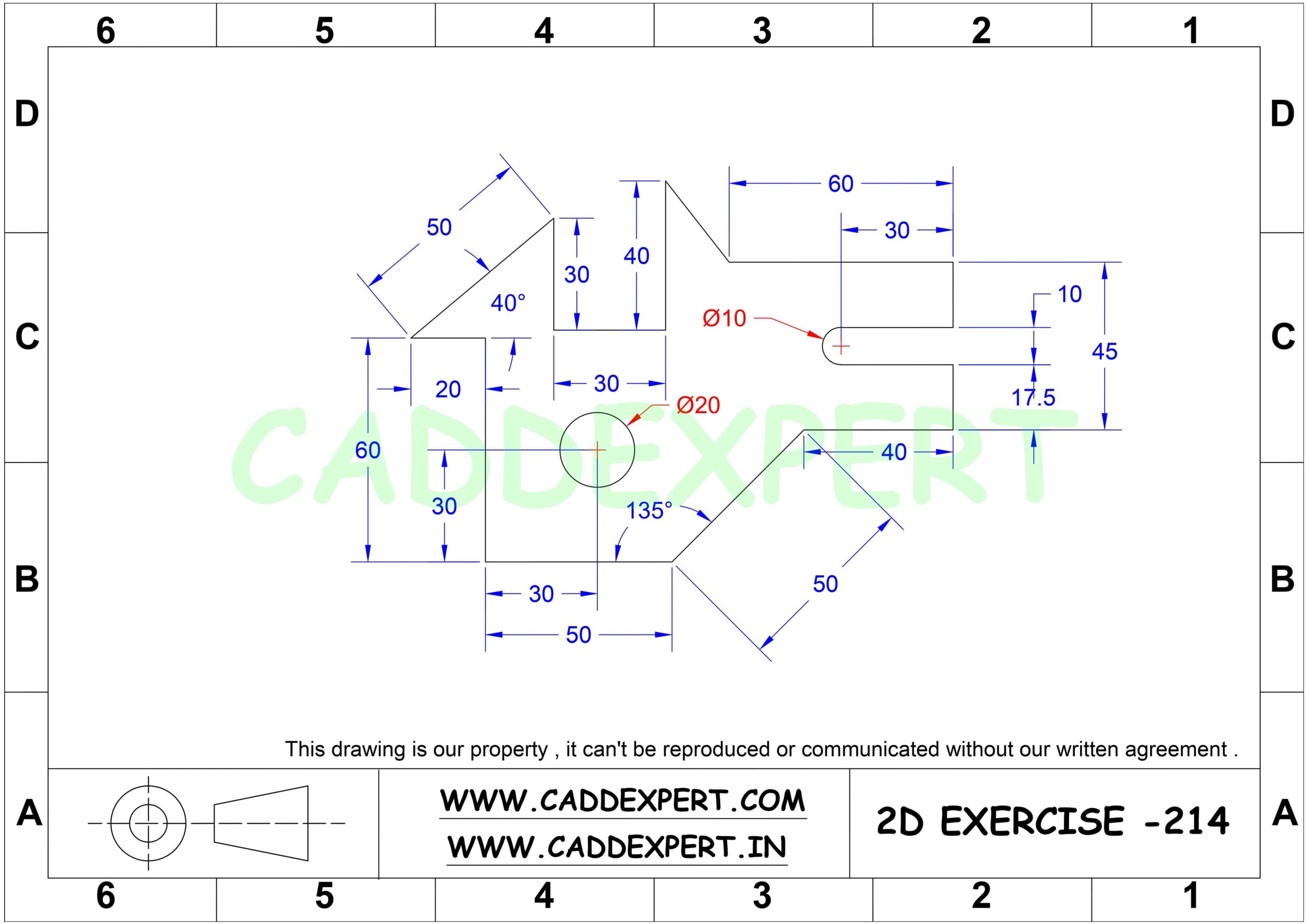 50 AUTOCAD PRACTICE DRAWING - 14