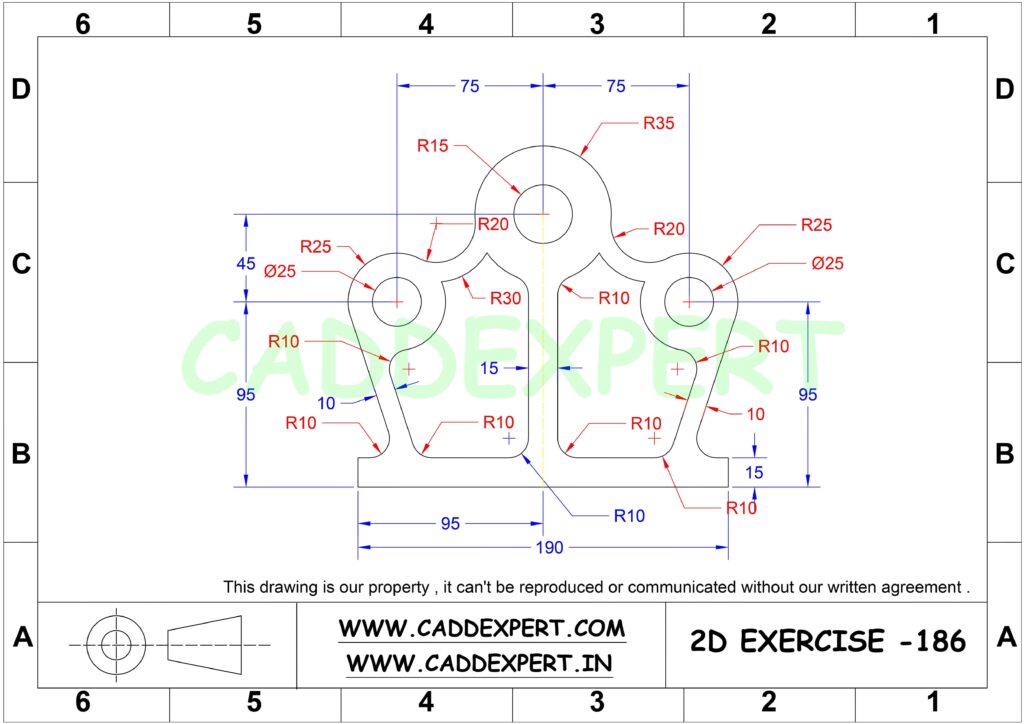 131 2D CAD Practice Exercises AutoCAD Drawing | Dwg File - Cadbull